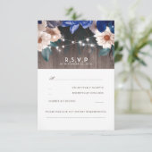 Rustikales Blumenstrauß Blue Wedding RSVP Karte (Stehend Vorderseite)