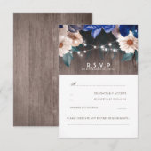 Rustikales Blumenstrauß Blue Wedding RSVP Karte (Vorne/Hinten)