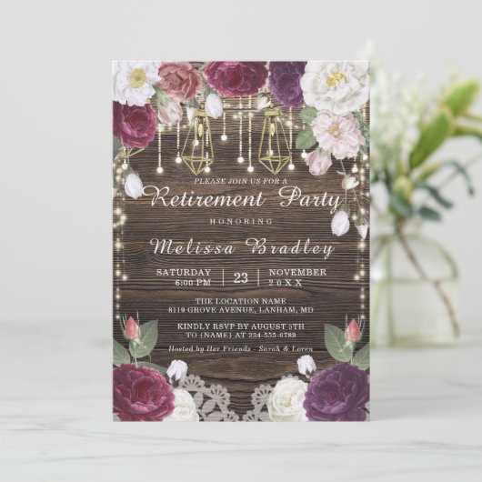 Rustikales Blumenstrauß-Party Einladung (Stehend Vorderseite)