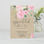 Rustikales Blumenstrauß, rosa Girl Einladung (Stehend Vorderseite)