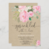 Rustikales Blumenstrauß, rosa Girl Einladung (Vorne/Hinten)