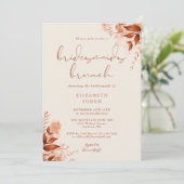 Rustikales Blumenstrauß Terracotta Bridesmais Brun Einladung (Stehend Vorderseite)