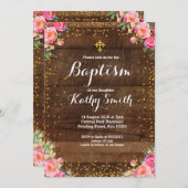 Rustikales Blumentaufe-Einladungs-Mädchen Einladung (Vorne/Hinten)