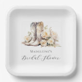 Rustikales Blumenwasser Boots Brautparty Pappteller (Vorderseite)