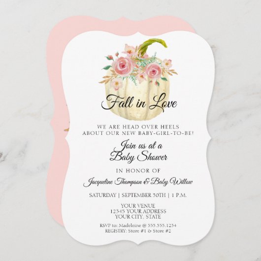 Rustikales Blumenwasser Pumpkin Girl Babydusche Einladung (Vorne/Hinten)