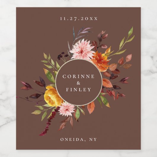 Rustikales Blumenweinetikett Weinetikett (Einzelnes Label)