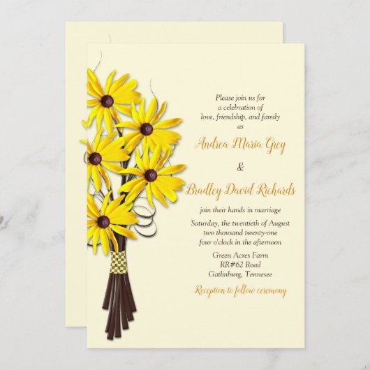 Rustikales Blumenzitat Einladung (Vorne/Hinten)