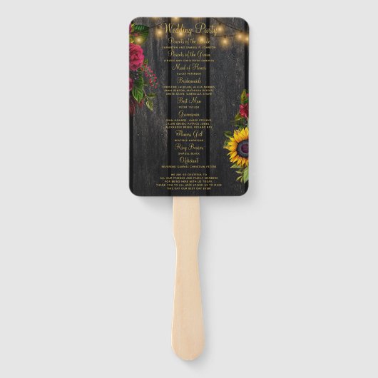 Rustikales Blumenzitronenprogramm Fächer (Rückseite)