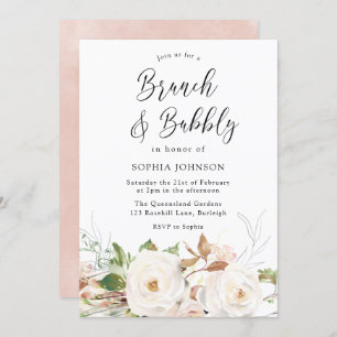 Rustikales Blush Brautparty Brunch & Bubbly Einladung
