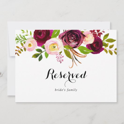 Rustikales Blush Burgund Bloral Hochzeit vorbehalt (Rückseite)