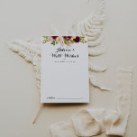 Rustikales Blush Burgund Blumenzwiebeln wünscht si Hinweiskarte<br><div class="desc">Diese rustikale rot bordeauxrote Hochzeit auch Wünsche Ratschläge Karte ist perfekt für eine einfache Hochzeit. Die Einrichtung besteht aus rosa, rot, bordeauxrot und bordfarbenen Blume mit grünem Blattwerk. Diese Karten sind ideal für Hochzeiten, Brautparty, Babydusche, Graduiertenfest u.v.m. Personalisieren Sie die Karten mit den Namen der Braut und Bräutigam, den Eltern,...</div>