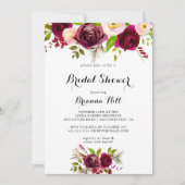 Rustikales Blush Burgund Brautparty Einladung (Vorderseite)