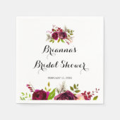 Rustikales Blush Burgund Brautparty Serviette (Vorderseite)