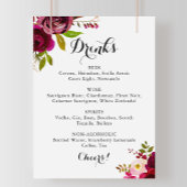 Rustikales Blush Burgundy Wedding Drinks Menü Zeic Poster