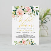 Rustikales Blush-Gold-Brautparty Folieneinladung (Stehend vorne)