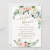 Rustikales Blush Gold Kranz Brautparty Einladung (Vorderseite)