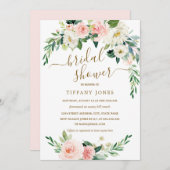 Rustikales Blush Gold Kranz Brautparty Einladung (Vorne/Hinten)