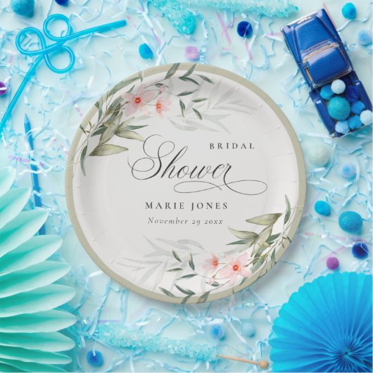 Rustikales Blush Greenery Blumenbunch Brautparty Pappteller (Party)