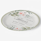 Rustikales Blush Greenery Blumenbunch Brautparty Pappteller (Schrägansicht)