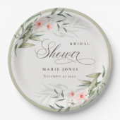Rustikales Blush Greenery Blumenbunch Brautparty Pappteller (Vorderseite)