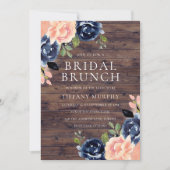 Rustikales Blush Navy Blues Brautparty Brunch Einladung (Vorderseite)