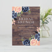Rustikales Blush Navy Blues Brautparty Brunch Einladung (Stehend Vorderseite)
