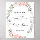 Rustikales Blush Pink Blues Hochzeitszeichen Poster (Vorne)