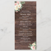 Rustikales Blush Pink Floral Wedding Programm (Rückseite)