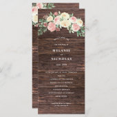 Rustikales Blush Pink Floral Wedding Programm (Vorne/Hinten)