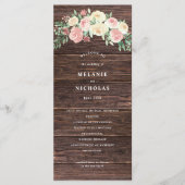 Rustikales Blush Pink Floral Wedding Programm (Vorderseite)