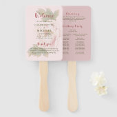 Rustikales Blush Pink Floral Wedding Programm Hand Fächer (Vorne und Hinten)