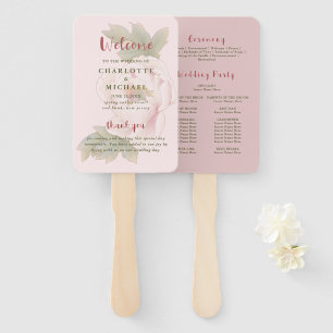 Rustikales Blush Pink Floral Wedding Programm Hand Fächer