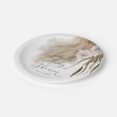 Rustikales Blush Pink Pampas Grass Baby Dusche Pappteller (Schrägansicht)