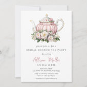 Rustikales Blush Rose Gold Tee Party Brautparty Einladung (Vorderseite)