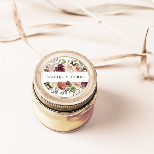 Rustikales Blut | Aquarellblume Runder Aufkleber