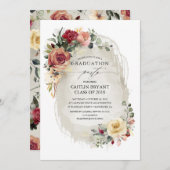 Rustikales Blut Blume Abschluss Einladung (Vorne/Hinten)