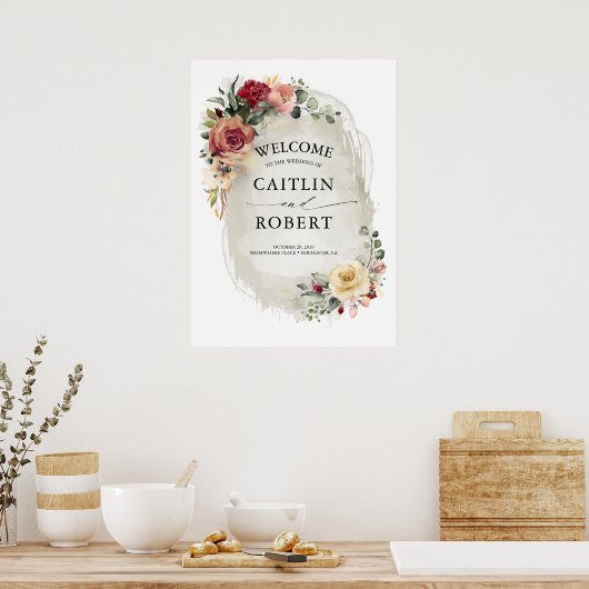 Rustikales Blut Elegante Hochzeit im Herbst Poster (Küche)