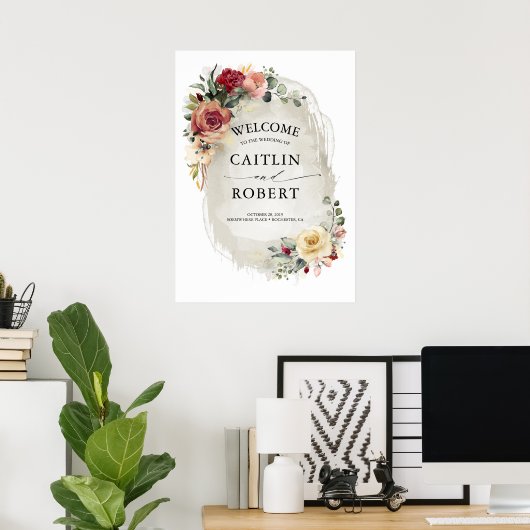 Rustikales Blut Elegante Hochzeit im Herbst Poster (Heimbüro)
