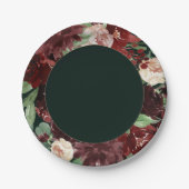 Rustikales Blut | Terracotta und Marsala Rote Flor Pappteller (Vorderseite)