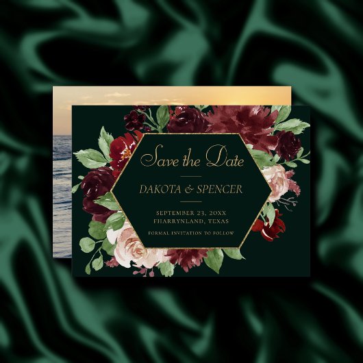 Rustikales Blut | Terracotta und Marsala Roter Kra Save The Date