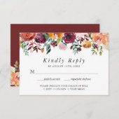 Rustikales Blütenburgund Blush Orange UAWG RSVP Karte (Vorne/Hinten)