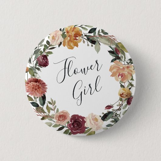 Rustikales Blütenmädchen Button (Vorderseite)