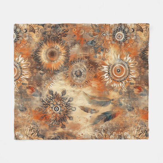 Rustikales Blütenmuster Fleecedecke (Vorderseite (Horizontal))