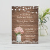 Rustikales Blütenwasser Hydrangea Mason Jar Lace L Einladung (Stehend Vorderseite)
