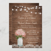 Rustikales Blütenwasser Hydrangea Mason Jar Lace L Einladung (Vorne/Hinten)