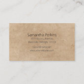 Rustikales Bogenpapier Visitenkarte (Rückseite)