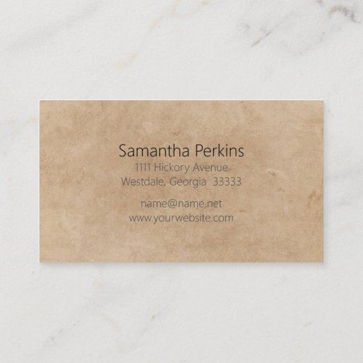 Rustikales Bogenpapier Visitenkarte (Rückseite)