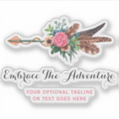 Rustikales Bohemisch Feather Arrow-Rose-Logo Aufkleber (Vorderseite)