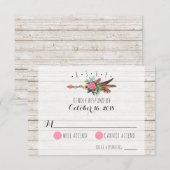 Rustikales Bohemisch Feathers Arrow Wedding RSVP Karte (Vorne/Hinten)