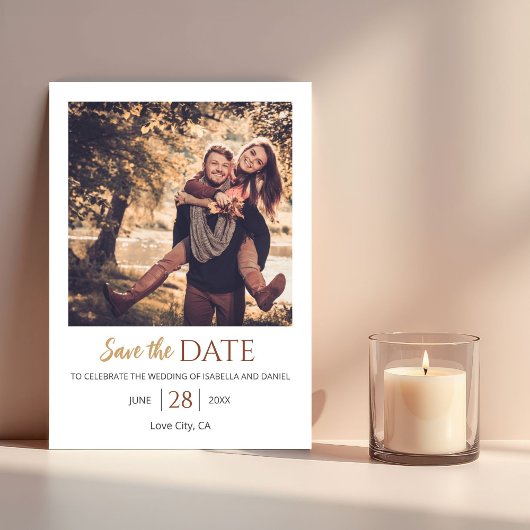 Rustikales Bohemisches florales Foto Hochzeit Erde Save The Date